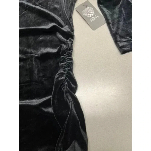 NWT VINCE CAMUTO WOMENS SLIM SIZE M VELOUR VNECK PULLOVER BLACK TOP - Picture 7 of 11